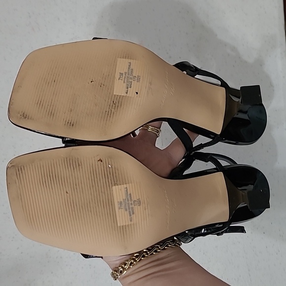 Marc Fisher PADRE Black Croc Embossed Strappy Heeled Sandals size 7.5 - Picture 5 of 10